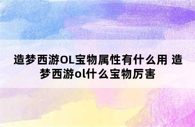 造梦西游OL宝物属性有什么用 造梦西游ol什么宝物厉害